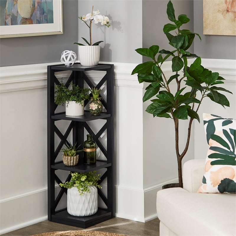 iNSPIRE Q X-Frame 3-Shelf Wood Bookcase - Vulcan Black
