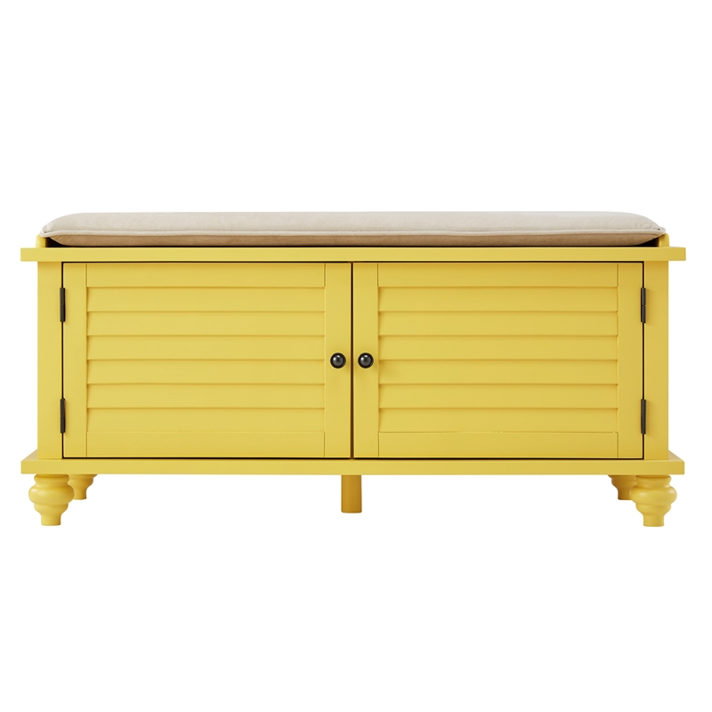 iNSPIRE Q Velvet Cushion Wood Storage Bench - Yellow