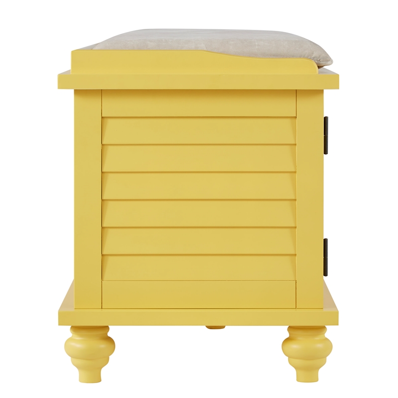 iNSPIRE Q Velvet Cushion Wood Storage Bench - Yellow