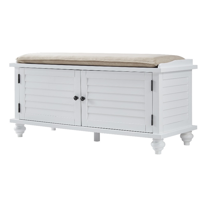 iNSPIRE Q Velvet Cushion Wood Storage Bench - White