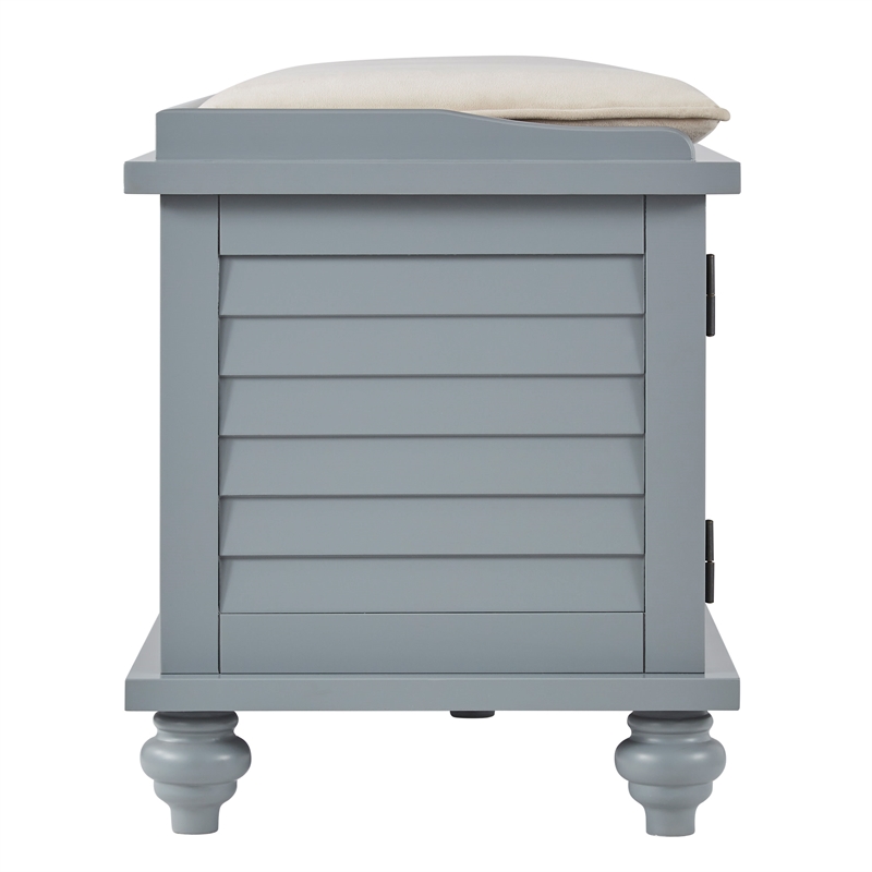 iNSPIRE Q Velvet Cushion Wood Storage Bench - Gray