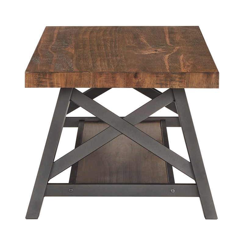iNSPIRE Q Traditional Engineered Wood Coffee Table with Lower Shelf in Brown