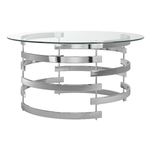 iNSPIRE Q Modern Metal & Tempered Glass Coffee Table in Chrome/Clear