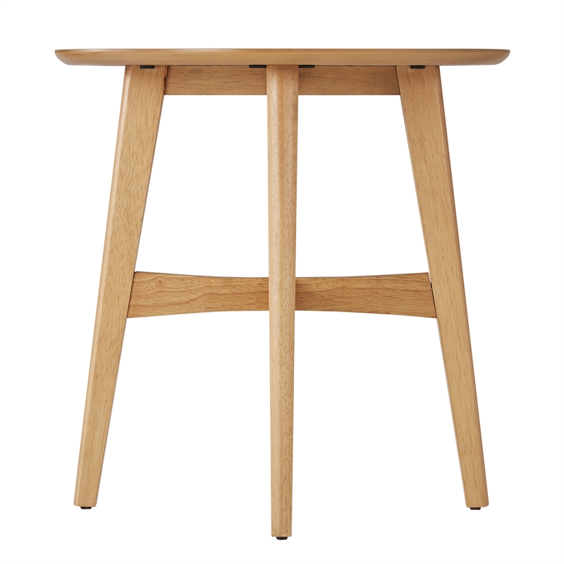 iNSPIRE Q Round Contemporary Wood End Table with Tapered Legs in Light Oak