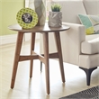 iNSPIRE Q Round Contemporary Wood End Table with Tapered Legs in Dark Walnut
