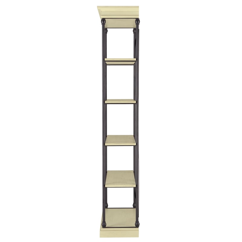 iNSPIRE Q Cornice Etagere 5-Shelf Wood & Metal Bookcase in Ivory White/Black