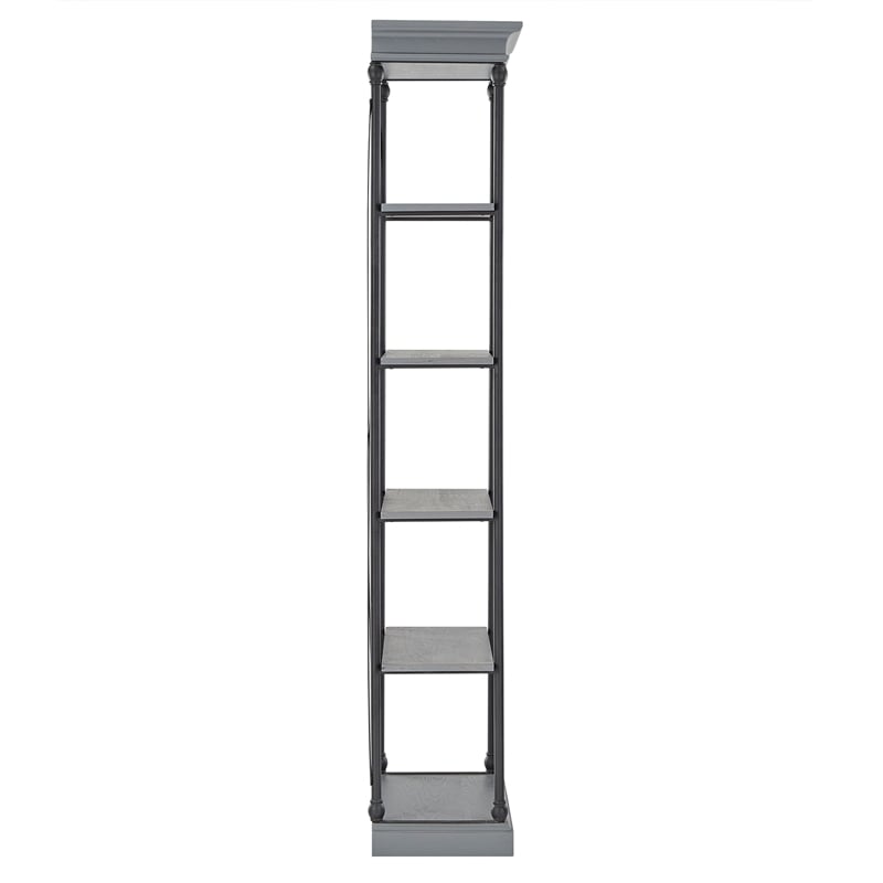iNSPIRE Q Cornice Etagere 5-Shelf Wood & Metal Bookcase in Antique Gray/Black