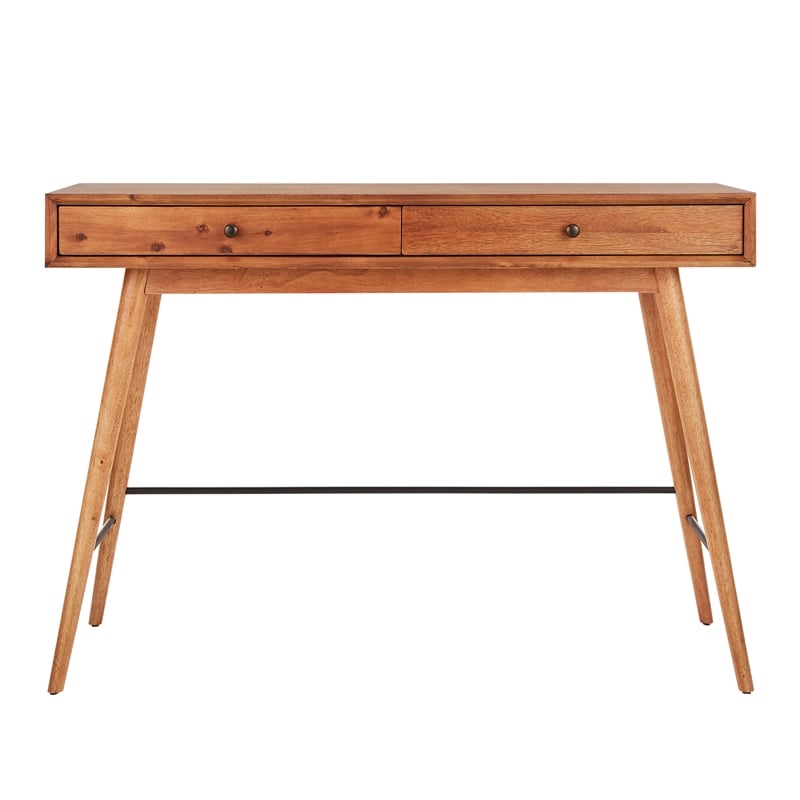 iNSPIRE Q 2-Drawer Wood TV Stand Console Table with Tapered Legs in Brown