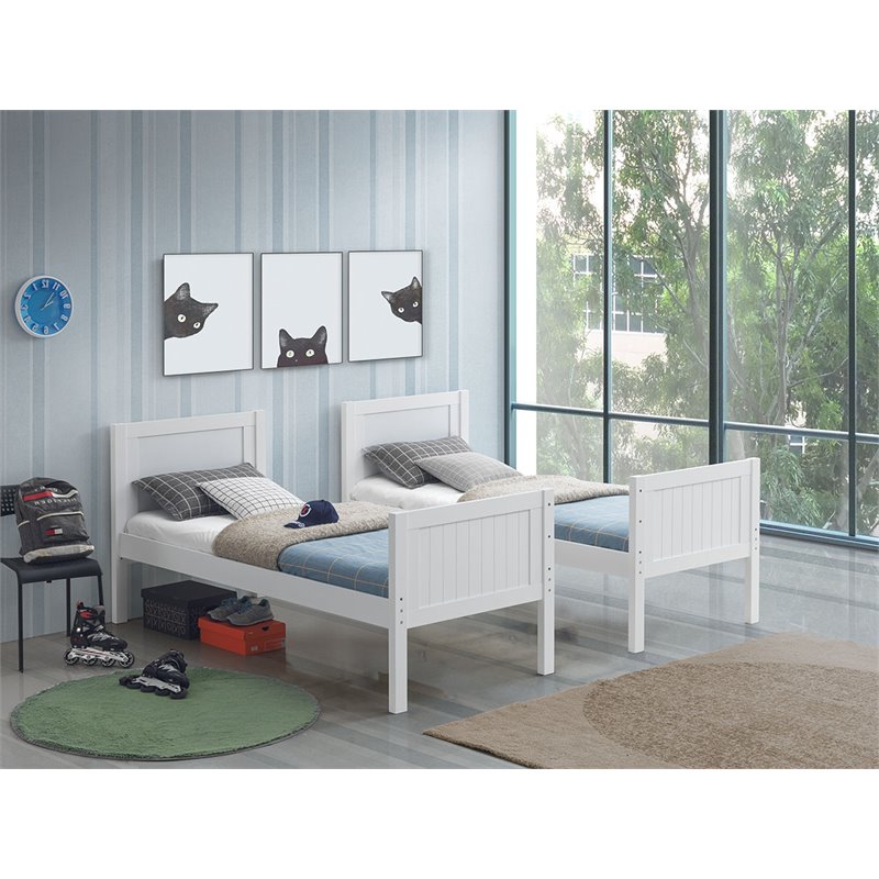 Orbelle Model 2022 Twin over Twin Modern Solid Wood Bunk Bed in White