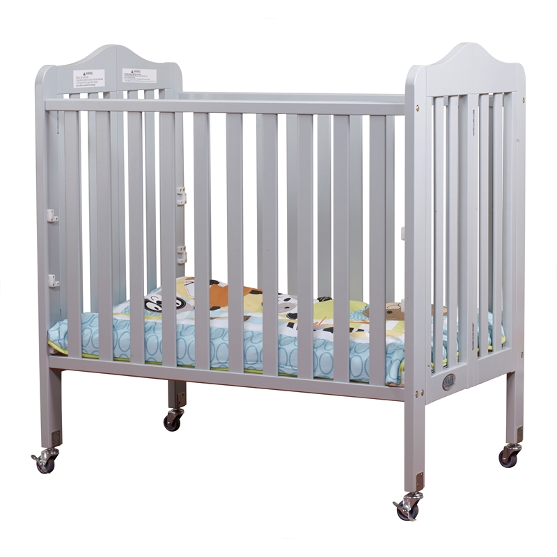 Orbelle Noa Three Level Modern Solid Wood Mini Portable Crib in Gray