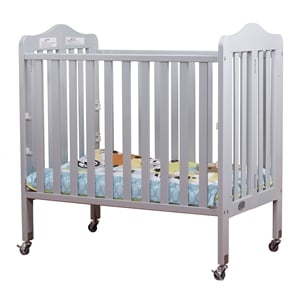 Orbelle Noa Three Level Modern Solid Wood Mini Portable Crib in Gray