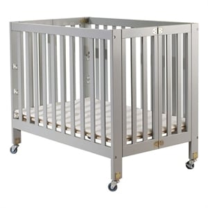 Orbelle Roxy Three Level Modern Solid Wood Mini Portable Crib in Gray
