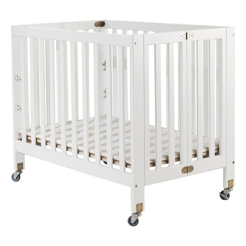 Orbelle Roxy Three Level Modern Solid Wood Mini Portable Crib in White