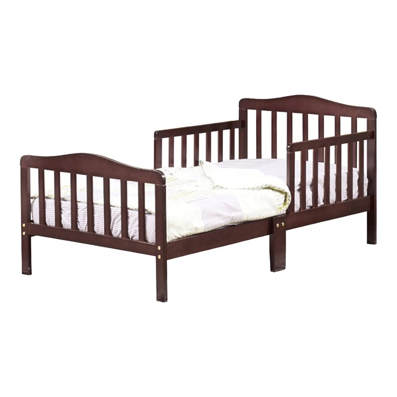 Orbelle Contemporary New Zealand Pine Solid Wood Toddler Bed in Espresso
