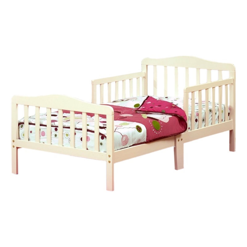 Orbelle Sleigh New Zealand Pine Solid Wood Toddler Bed in French White