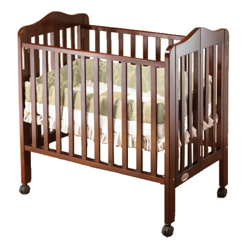 Orbelle Noa Three Level Modern Solid Wood Mini Portable Crib in Cherry