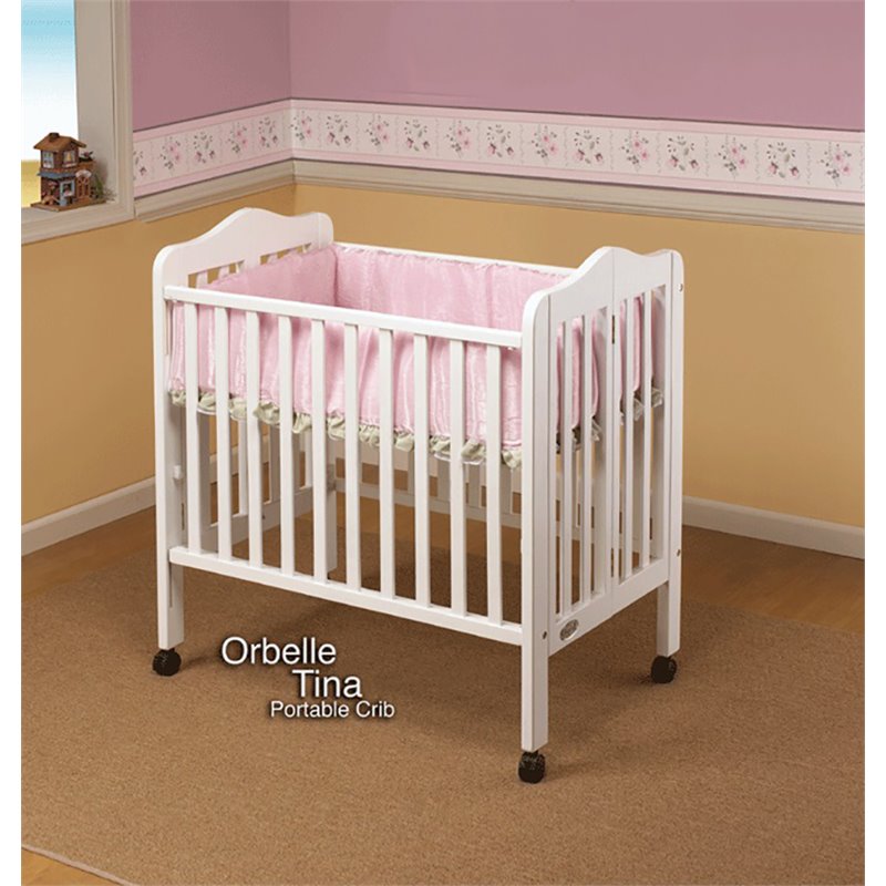 Orbelle Noa Three Level Modern Solid Wood Mini Portable Crib in White