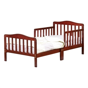 Orbelle Contemporary New Zealand Pine Solid Wood Toddler Bed in Cherry