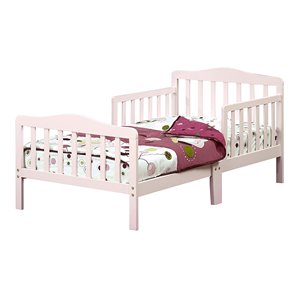 Orbelle Contemporary New Zealand Pine Solid Wood Toddler Bed in Pink