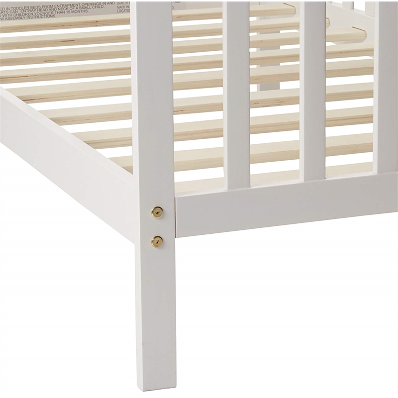 Orbelle Contemporary New Zealand Pine Solid Wood Toddler Bed in White