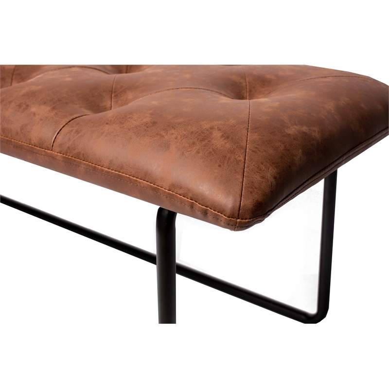 Brant House Aria Contemporary Faux Leather Bench in Antique Brown
