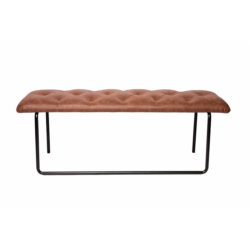 Brant House Aria Contemporary Faux Leather Bench in Antique Brown