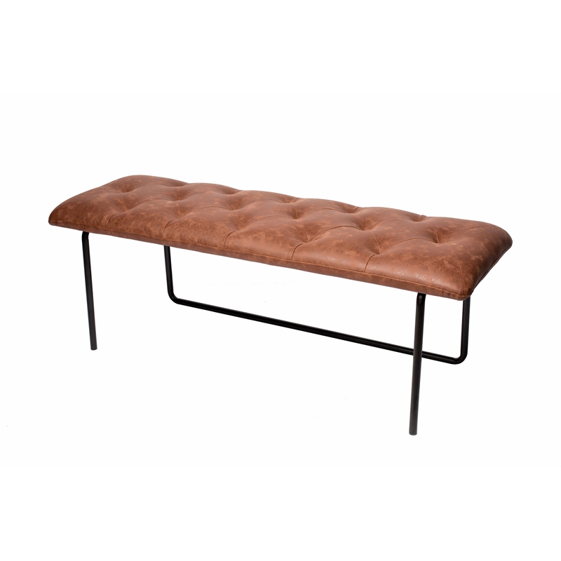 Brant House Aria Contemporary Faux Leather Bench in Antique Brown