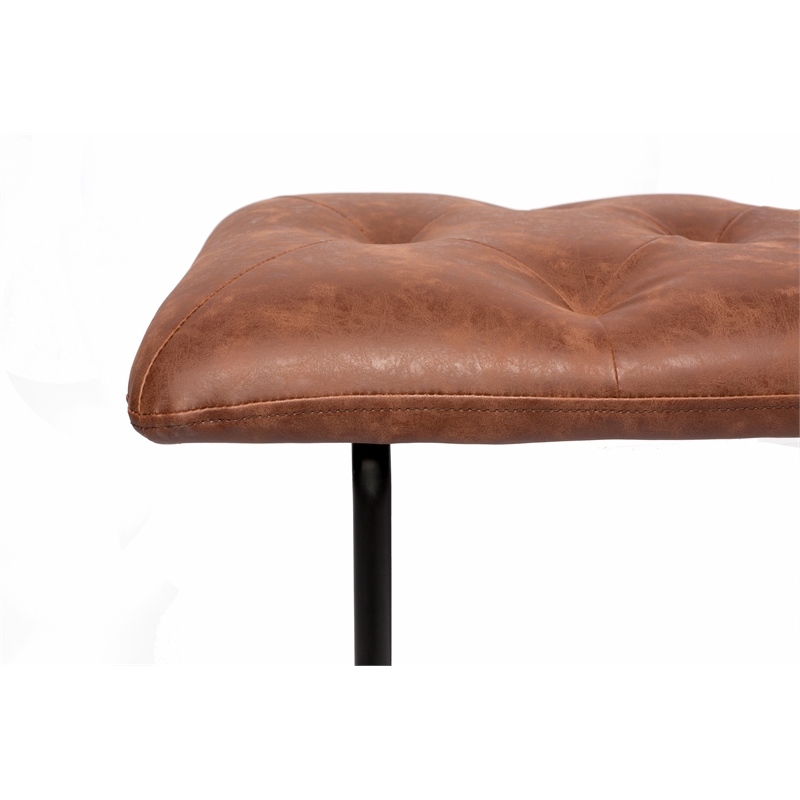 Brant House Aria Contemporary Faux Leather Bench in Antique Brown