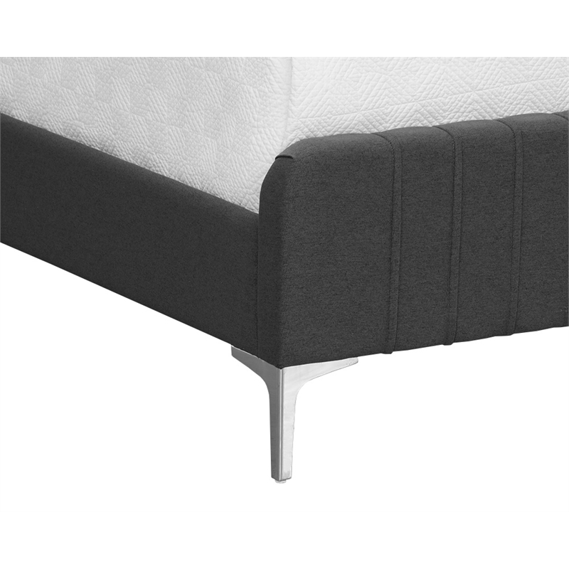 Brant House Heidi Fabric King Bed with Channel Tufted Headboard  in Dark Gray