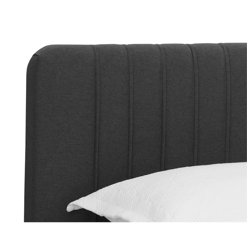 Brant House Heidi Fabric King Bed with Channel Tufted Headboard  in Dark Gray