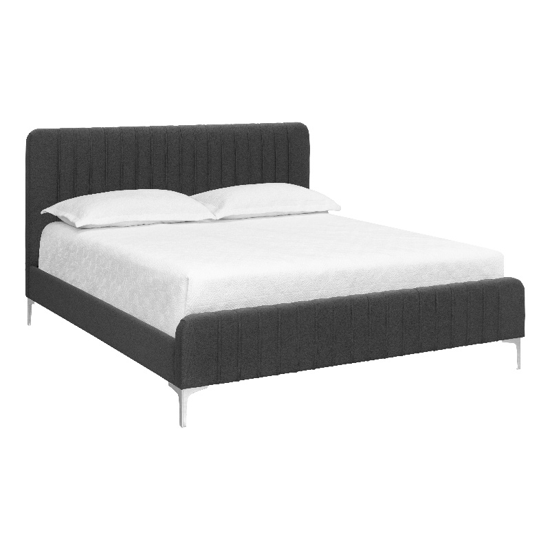 Brant House Heidi Fabric King Bed with Channel Tufted Headboard  in Dark Gray