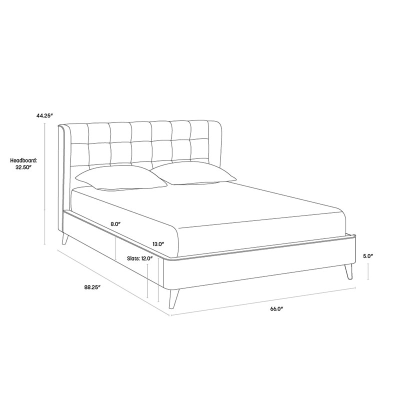 Brant House Viviana Fabric King Bed with Tufted Wingback Headboard in Light Gray