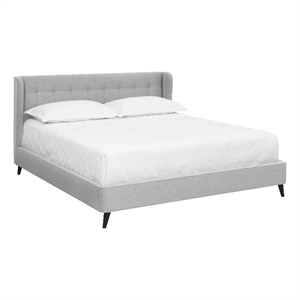Brant House Viviana Fabric King Bed with Tufted Wingback Headboard in Light Gray