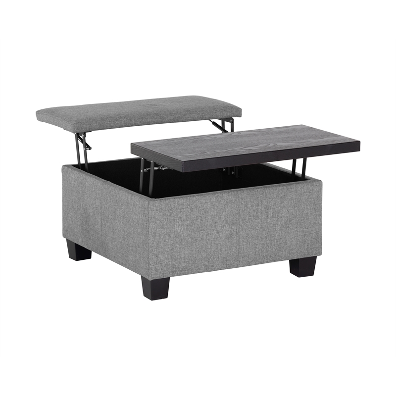 Brant House Aldo Fabric Storage Ottoman with Lift Top in Light Gray