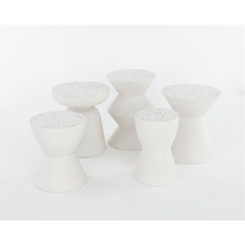 Brant House Astley Concrete End Table - Terrazzo White