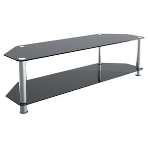 AVF Transitional Steel and Glass TV Stand for up to 65&quot TVs in Black/Chrome