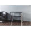 AVF Transitional Steel and Glass Wide 3-Tier Shelving Unit in Black/Chrome