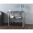 AVF Transitional Steel and Glass Wide 3-Tier Shelving Unit in Black/Chrome