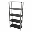 AVF Transitional Steel and Glass Tall 5-Tier Shelving Unit in Black/Chrome