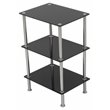 AVF Transitional Steel and Glass Small 3-Tier Shelving Unit in Black/Chrome