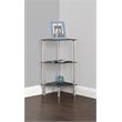 AVF Transitional Steel and Glass Corner 3-Tier Shelving Unit in Black/Chrome