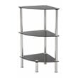AVF Transitional Steel and Glass Corner 3-Tier Shelving Unit in Black/Chrome