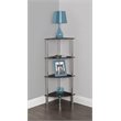 AVF Transitional Steel and Glass Corner 4-Tier Shelving Unit in Black/Chrome