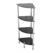AVF Transitional Steel and Glass Corner 4-Tier Shelving Unit in Black/Chrome