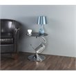 AVF Steel and Glass Round End Table with Magazine Rack in Black/Chrome