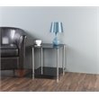 AVF Transitional Steel and Glass Two Tier Square End Table in Black/Chrome