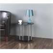 AVF Steel and Glass Two Tier Round Wheeled End Table in Black/Chrome