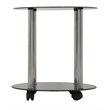 AVF Steel and Glass Two Tier Round Wheeled End Table in Black/Chrome