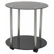 AVF Steel and Glass Two Tier Round Wheeled End Table in Black/Chrome