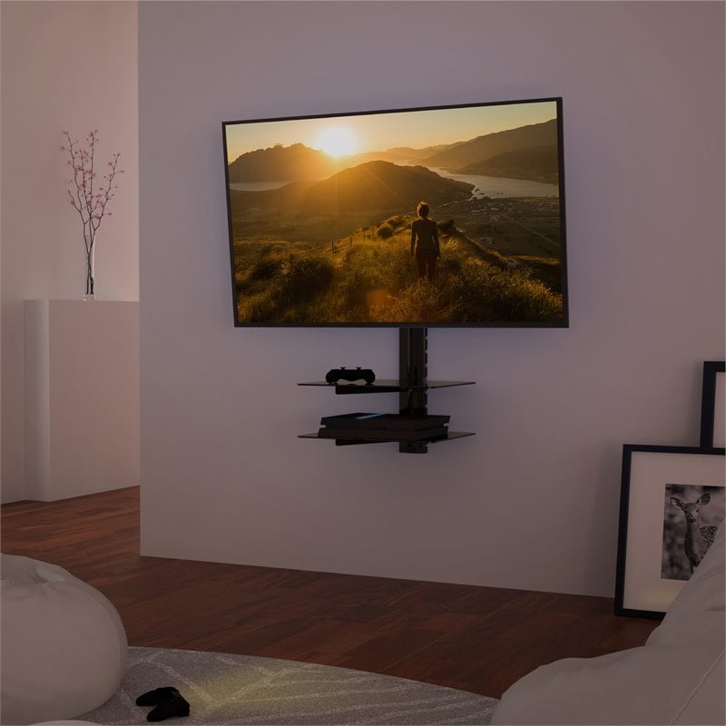 AVF Steel Tilt and Turn TV Mount with 2 AV Shelves for 25